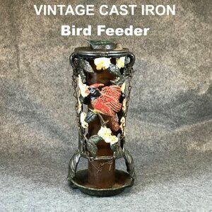 Vintage Cast Iron Colorful Rustic Garden Hanging Bird Feeder